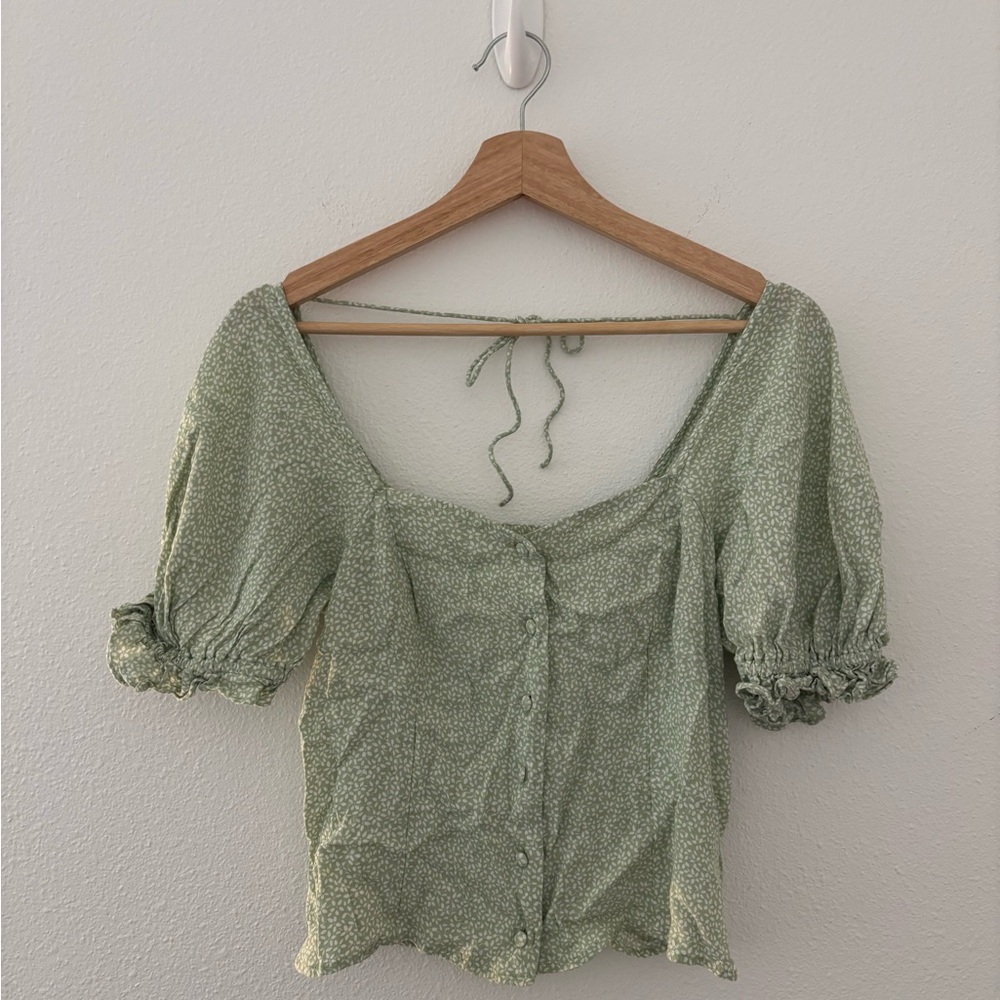 & other stories floral green top